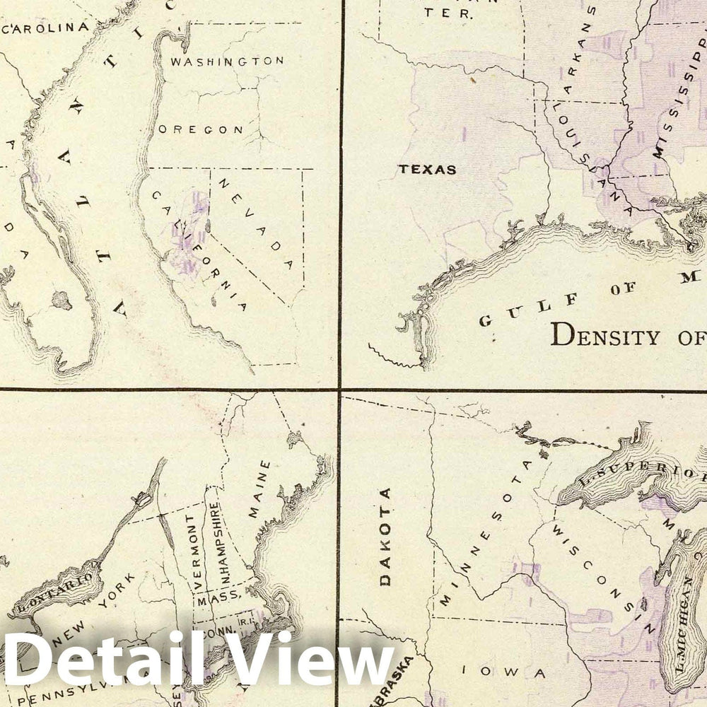 Historic Map : United States census maps, 1870: foreign, density, colored, Irish and German. - Vintage Wall Art