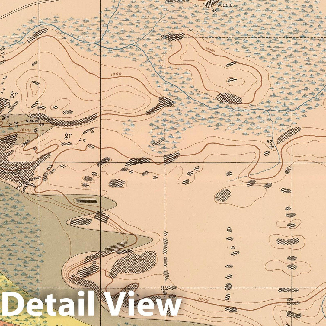 Historic Map : Geologic Atlas - 1896 Detailed Geology Sheet XVIII. - Vintage Wall Art