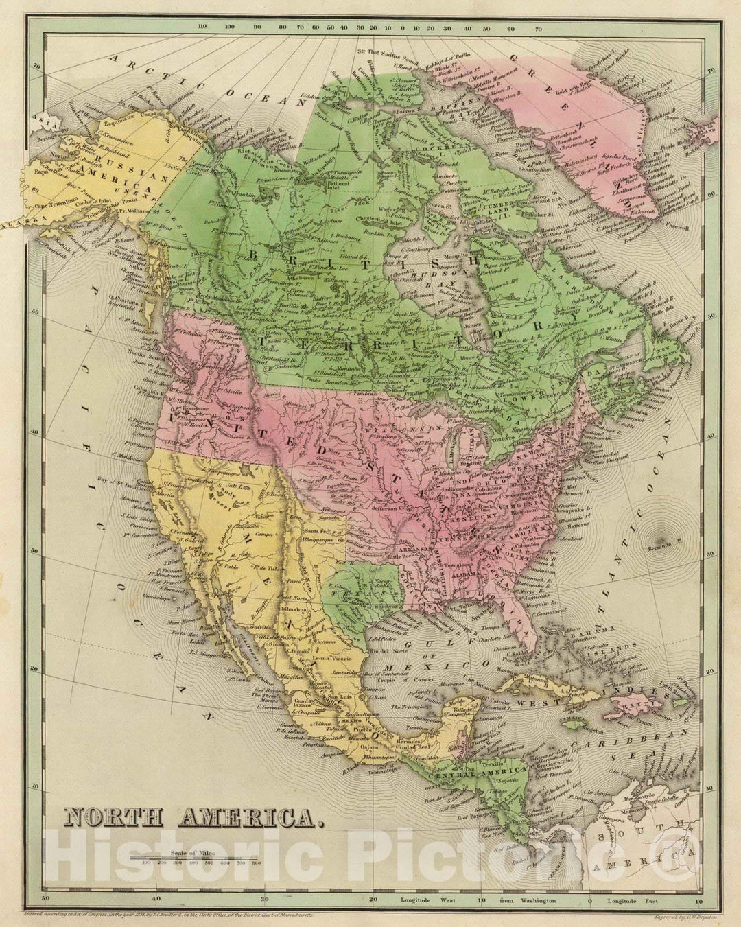 Historic Map : 1841 North America. - Vintage Wall Art