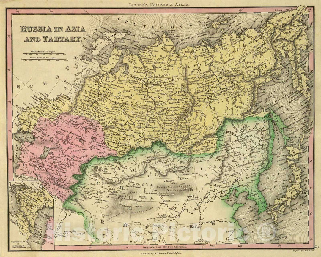 Historic Map : 1836 Russia In Asia and Tartary. - Vintage Wall Art