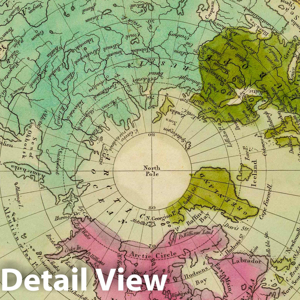 Historic Map : 1840 Northern Hemisphere. - Vintage Wall Art