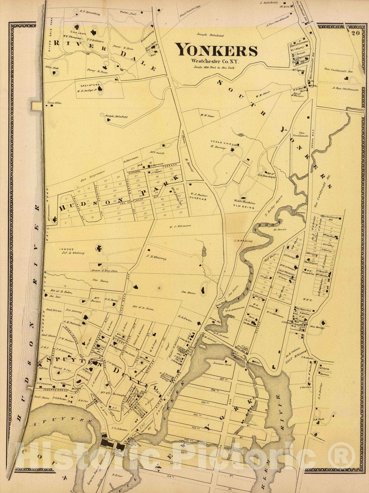 Historic Map : Bronx (New York, N.Y.), New 1868 Yonkers, N.Y. v2 , Vintage Wall Art