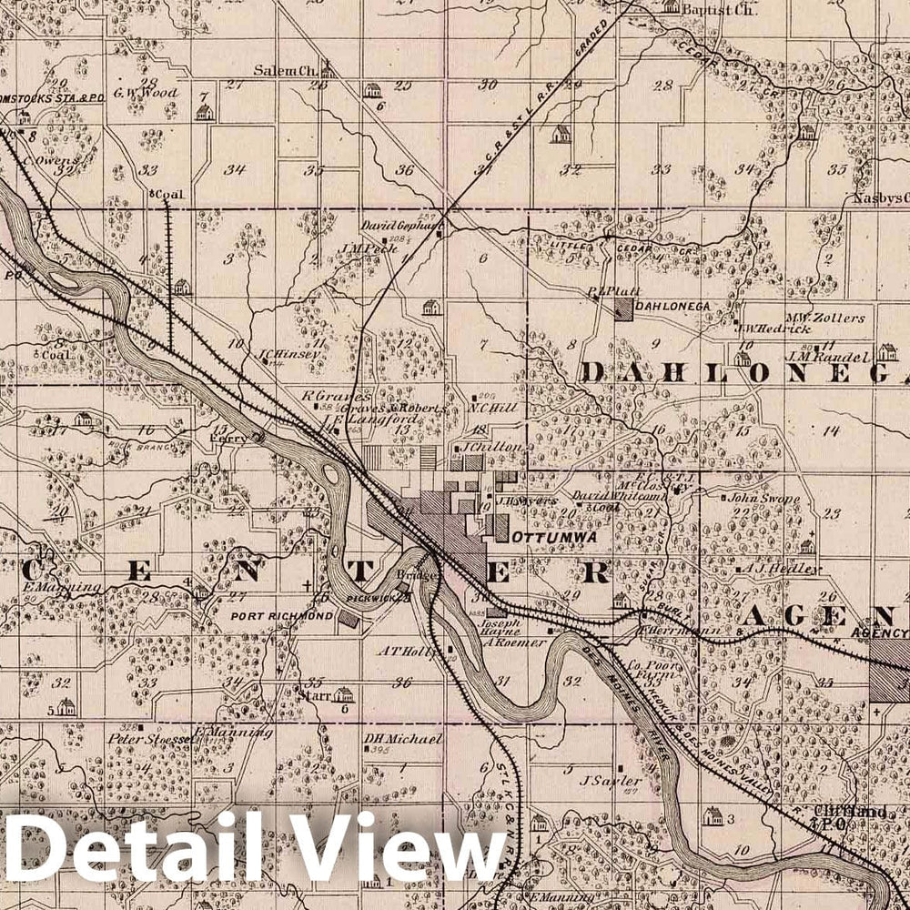 Historic Map : 1875 Map of Wapello County, State of Iowa. - Vintage Wall Art