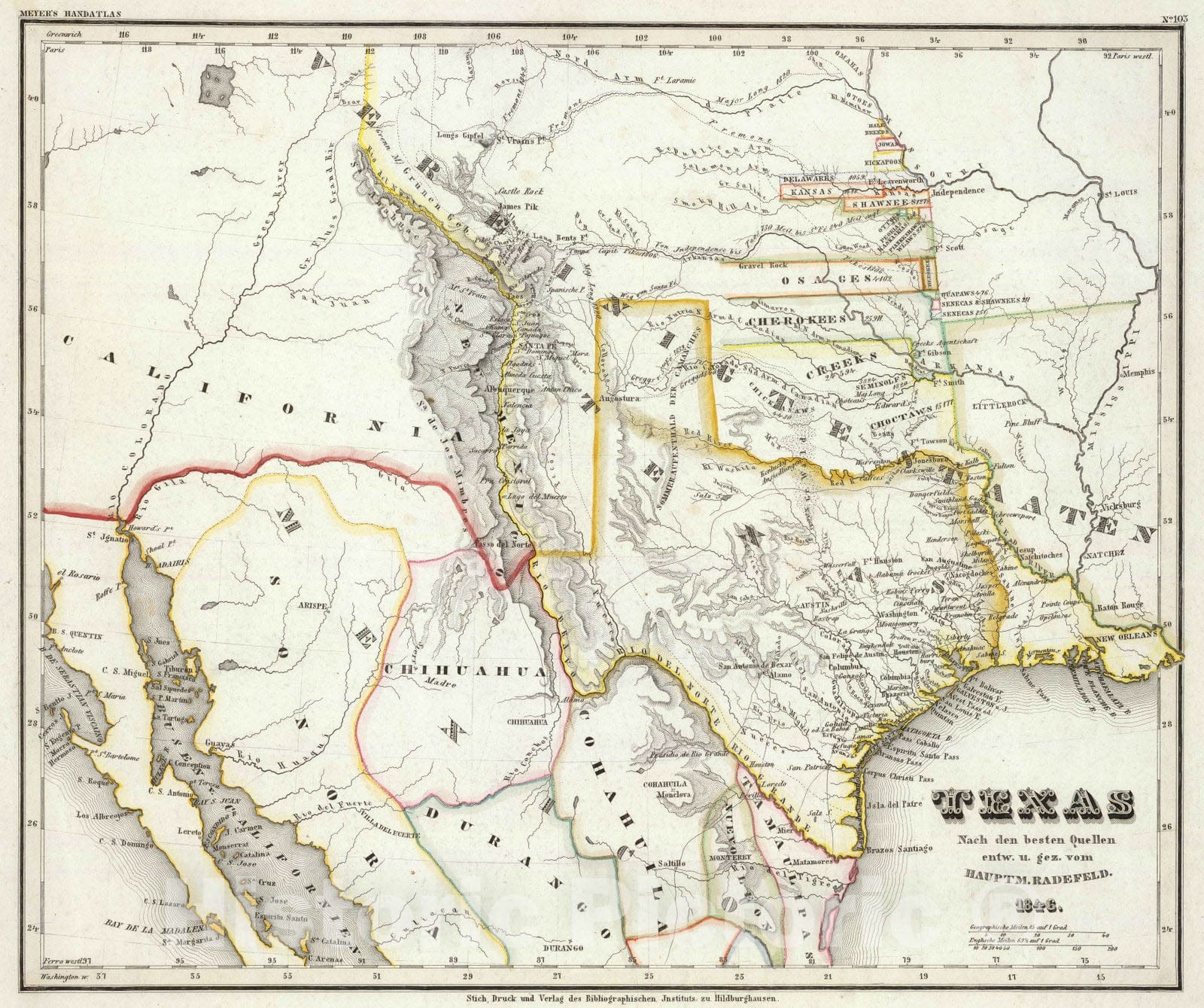 Historic Map : 1846 Texas. - Vintage Wall Art