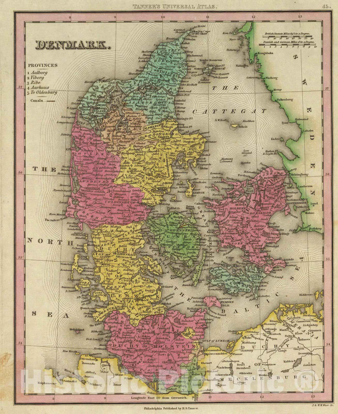 Historic Map : 1836 Denmark. - Vintage Wall Art