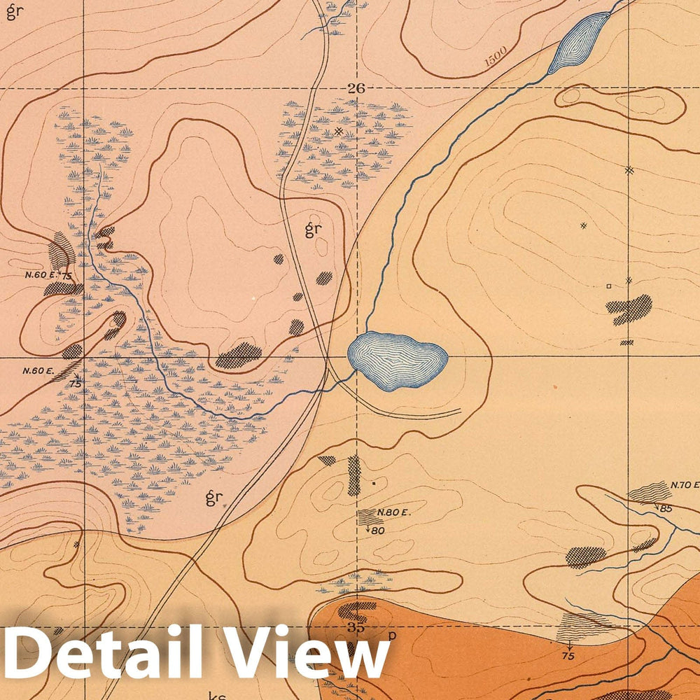 Historic Map : Geologic Atlas - 1896 Detailed Geology Sheet XXI. - Vintage Wall Art