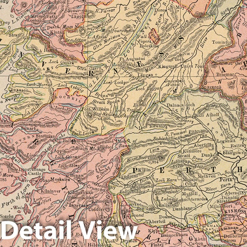 Historic Wall Map : 1883 Scotland. v1 - Vintage Wall Art