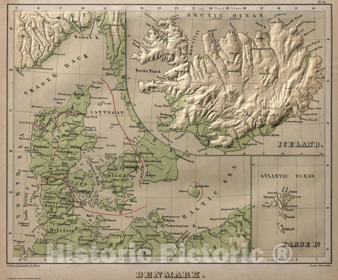 Historic Map : 1880 Iceland. Faroe Is. Denmark. v1 - Vintage Wall Art