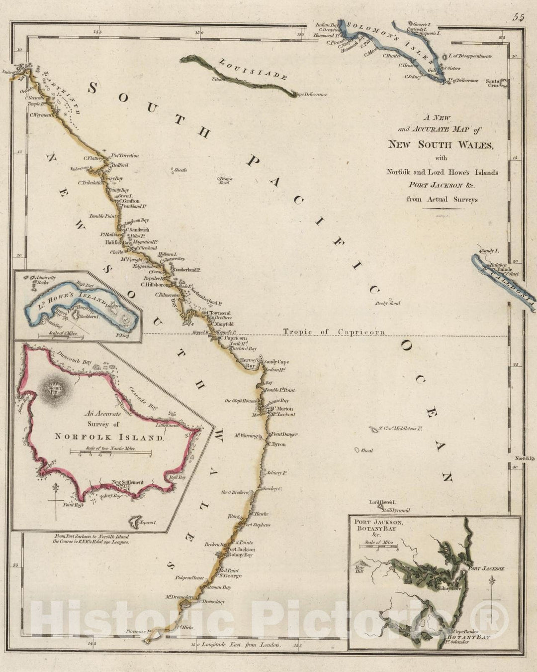 Historic Map : 1818 Map of New South Wales. - Vintage Wall Art