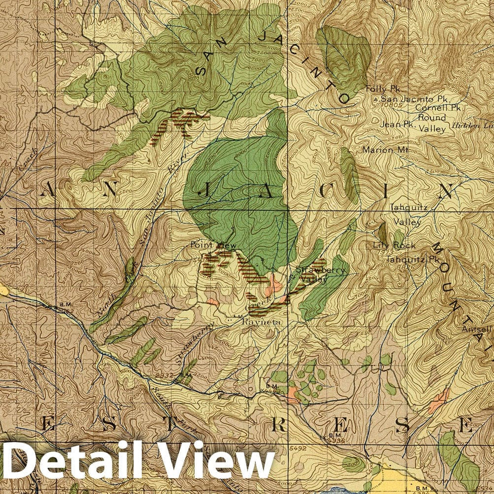 Historic Map : Geologic Atlas - 1900 Plate CXXV. San Jacinto, California. Land Classification and Density of Standing Timber. - Vintage Wall Art