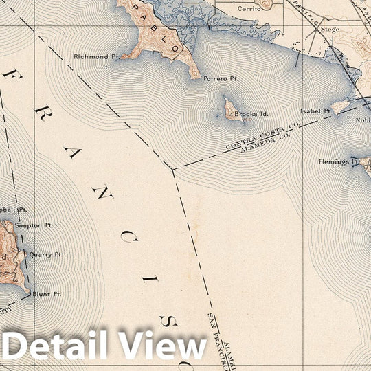 Historic Map : Geologic Atlas - 1913 San Francisco Quadrangle. Topography. - Vintage Wall Art