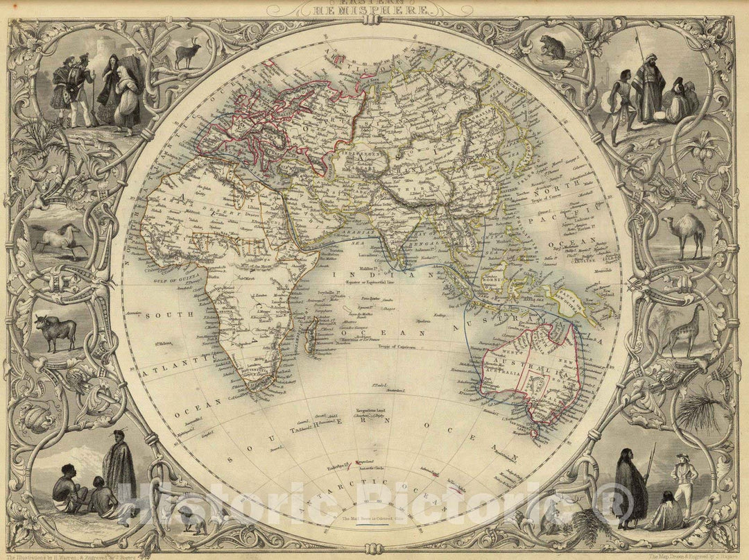 Historic Map : 1851 Eastern Hemisphere. - Vintage Wall Art