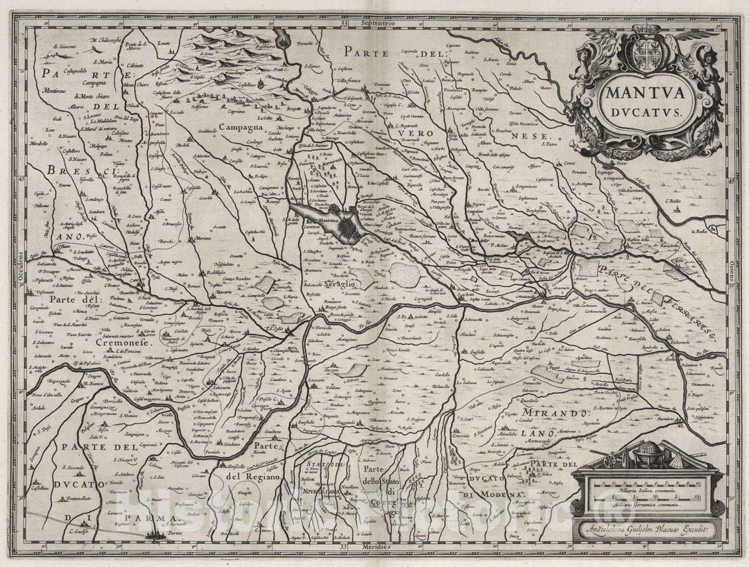 Historic Map : Mantua (Italy) 1630 Mantua Ducatus. , Vintage Wall Art