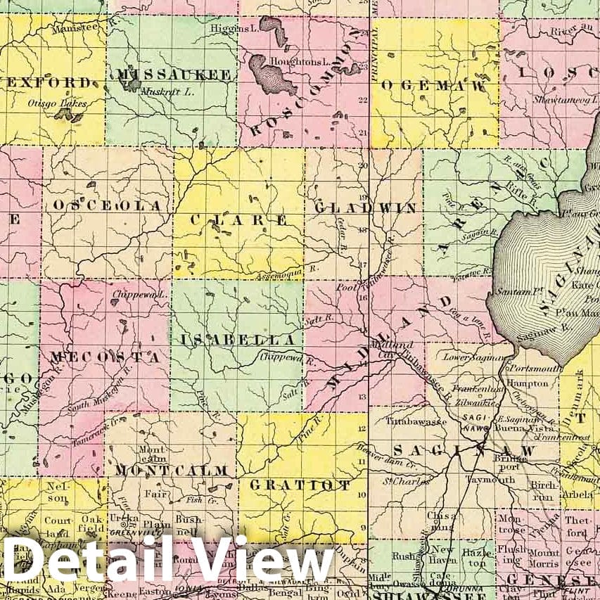 Historic Map : 1856 Michigan. - Vintage Wall Art