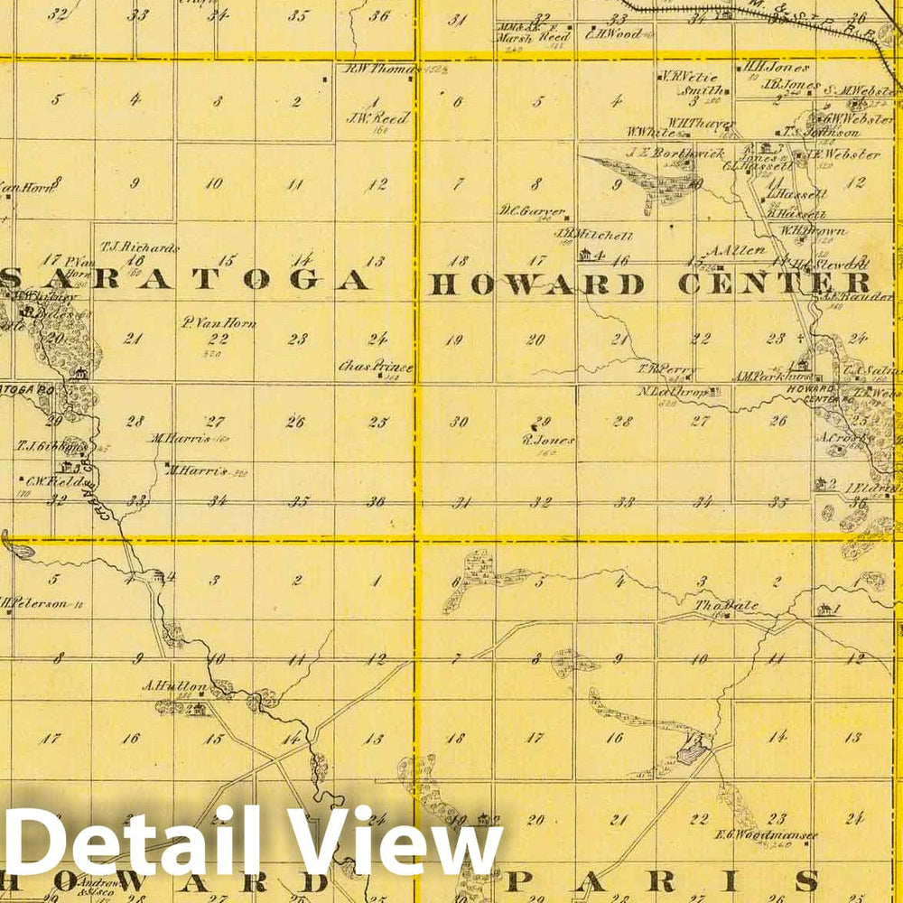 Historic Map : 1875 Map of Howard County, State of Iowa. - Vintage Wall Art