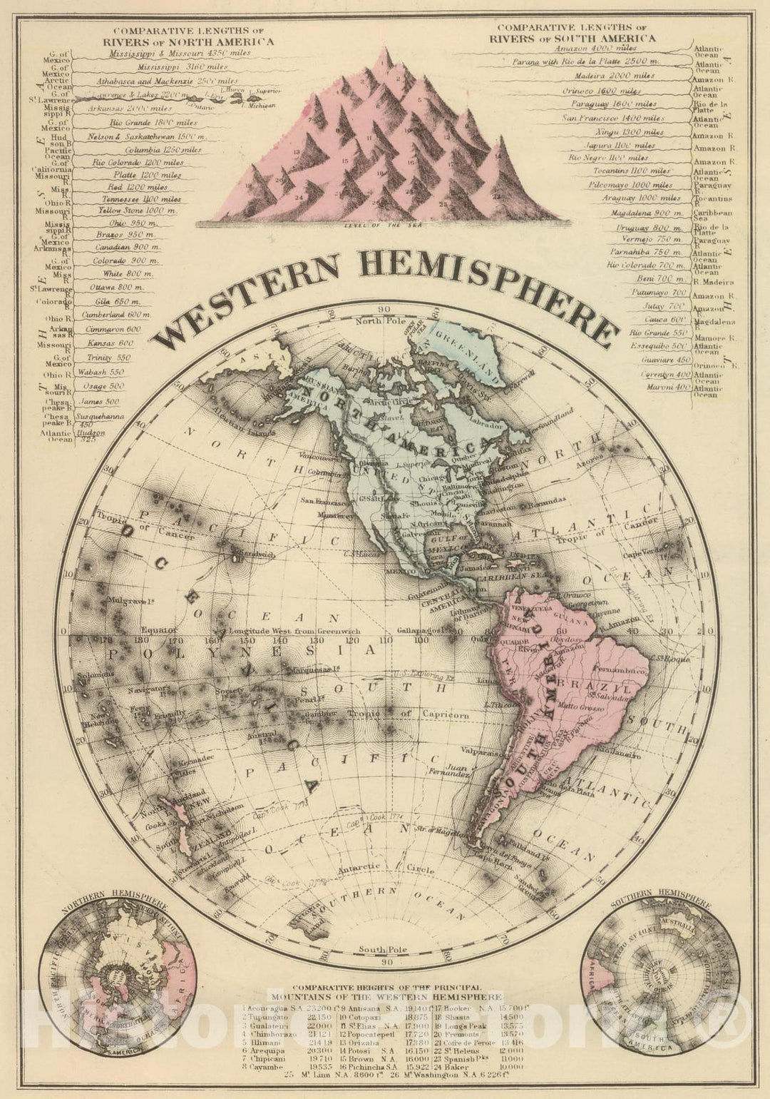 Historic Map : 1884 Western Hemisphere. - Vintage Wall Art