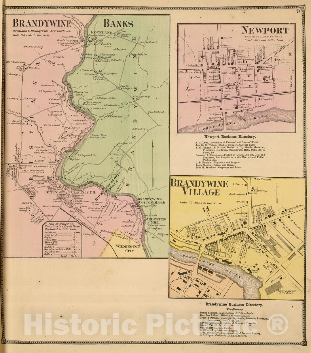 Historic Map : 1868 Brandywine Banks. - Vintage Wall Art