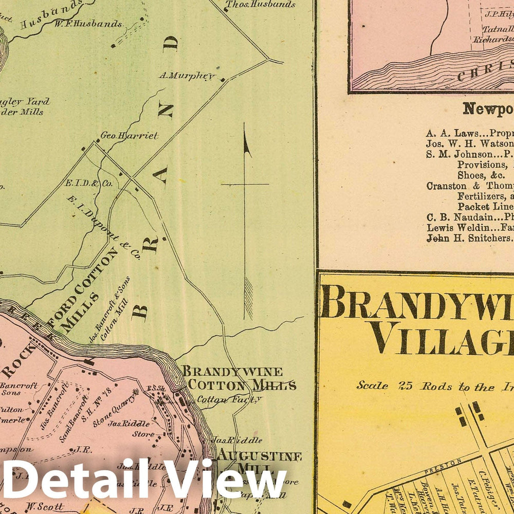 Historic Map : 1868 Brandywine Banks. - Vintage Wall Art