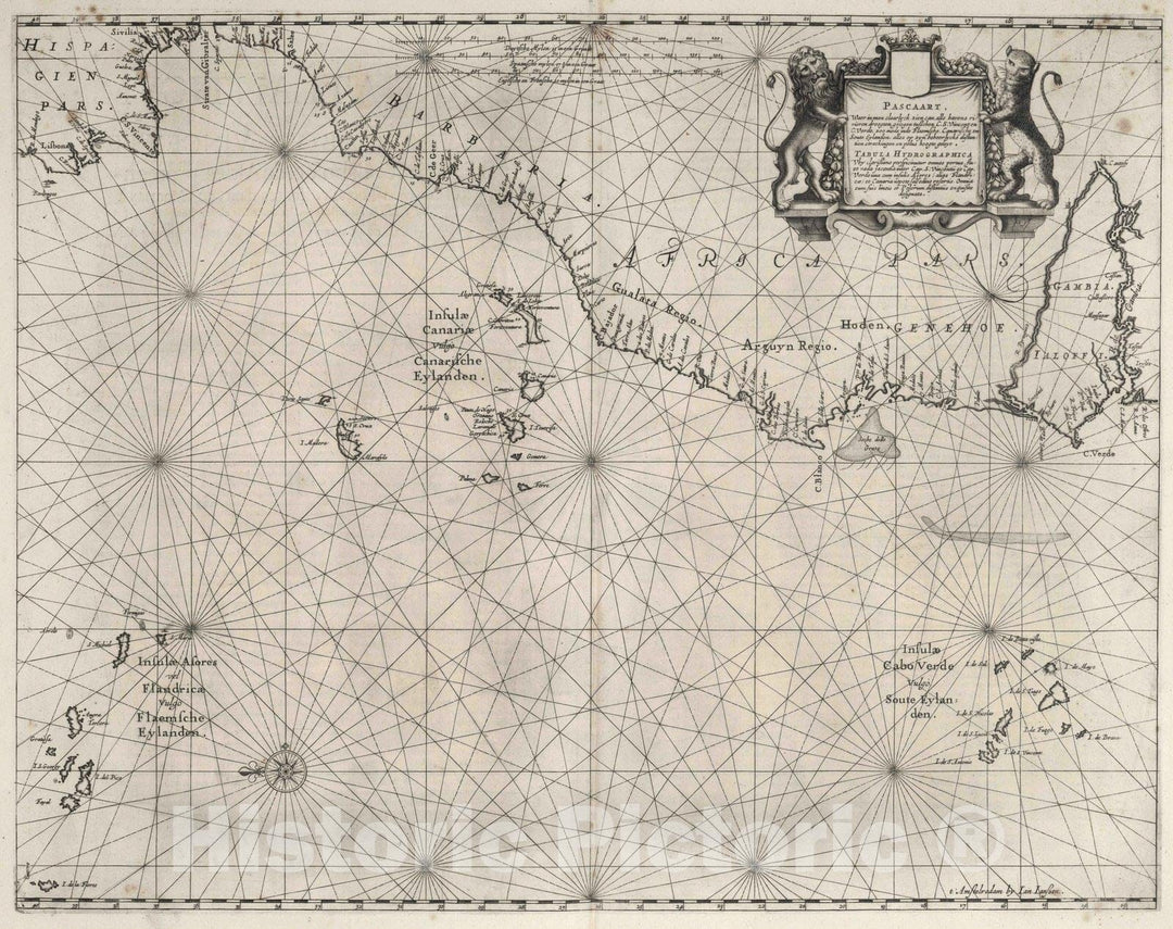 Historic Map : Chart Atlas - 1650 Pascaart (West Africa), Tabula Hydrographica (West Africa). - Vintage Wall Art