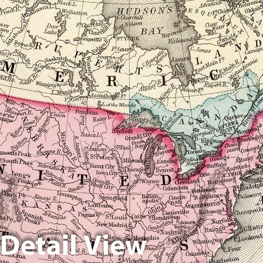 Historic Map : 1877 Map of North America. showing its Political Divisions - Vintage Wall Art