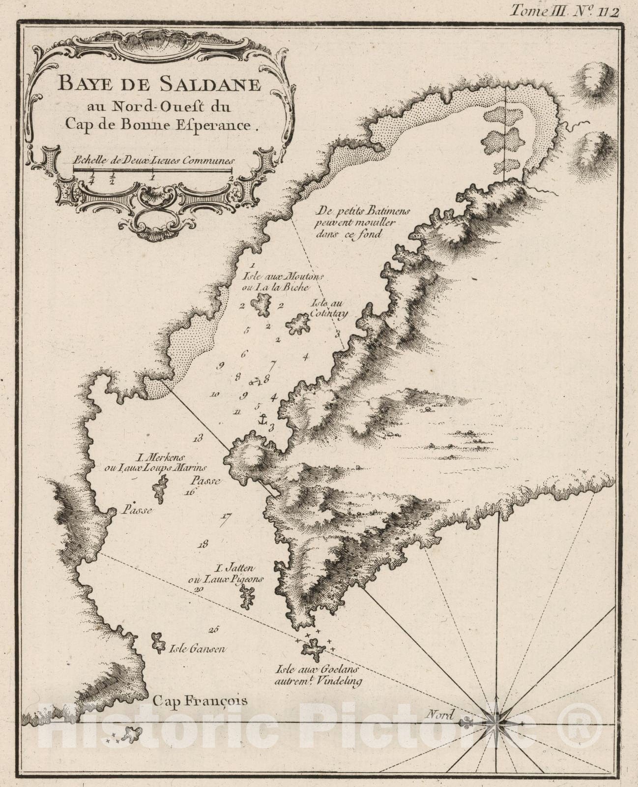 Historic Map : Africa, Southern 1764 Baye De Saldane : au Nord-Ouest du Cap de Bonne Esperance. , Vintage Wall Art