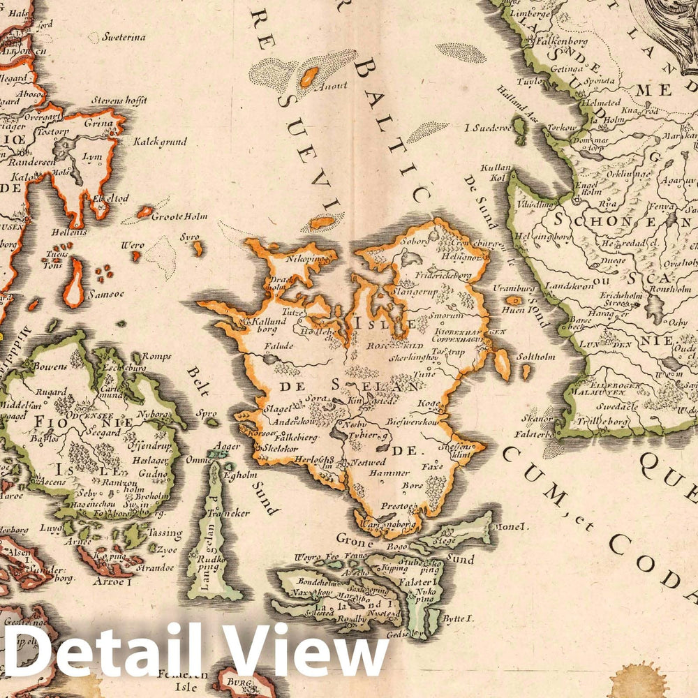 Historic Map : 1697 Kingdom of Denmark. - Vintage Wall Art