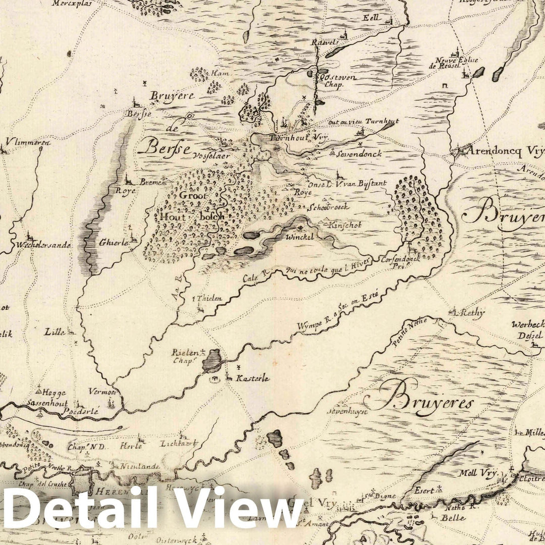 Historic Map : Netherlands, 1706 5. Carte particulieres des environs de Liere, d'une partie de la Campine 1706. , Vintage Wall Art