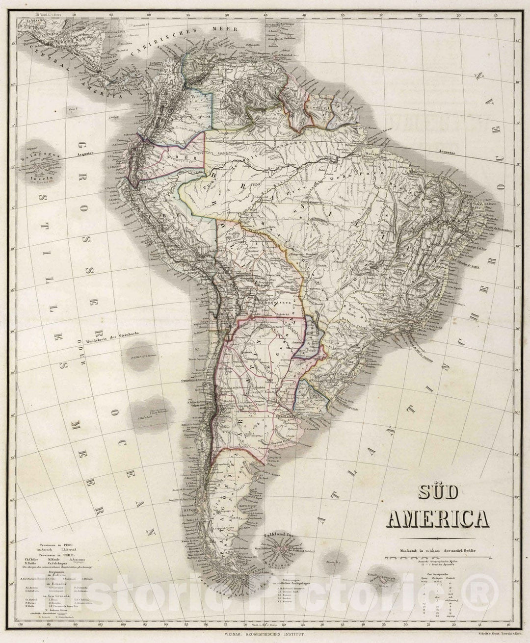 Historic Map : 1875 South America : Vintage Wall Art