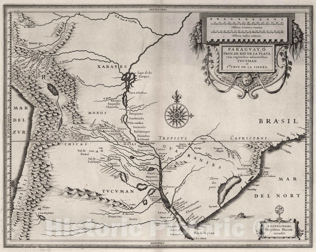 Historic Map : Chile, 1630 Paraguay, O Prov. de Rio de la Plata. , Vintage Wall Art