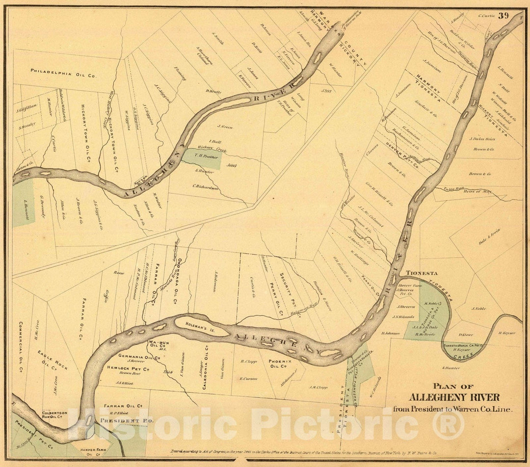 Historic Map : 1865 Allegheny River. v2 - Vintage Wall Art