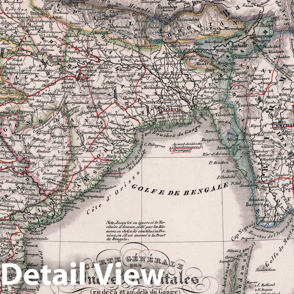 Historic Map : India, South Asia 1834 51. Carte Generale des Indes Orientales, avec une parte de la Chine. , Vintage Wall Art