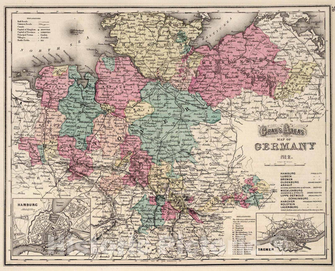 Historic Map : 1873 Germany No. 2. - Vintage Wall Art