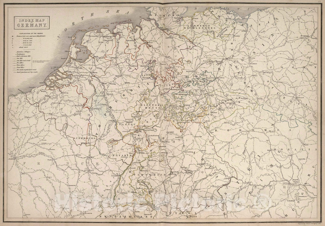 Historic Map : 1841 Index Map of Germany. - Vintage Wall Art