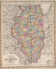 Historic Map : 1857 A New Map of the State of Illinois : Vintage Wall Art