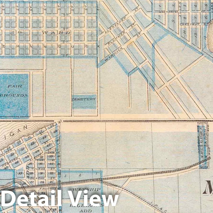 Historic Map : La Porte (Ind.), Indiana, 1876 City of La Porte, Michigan City, La Porte Co. , Vintage Wall Art