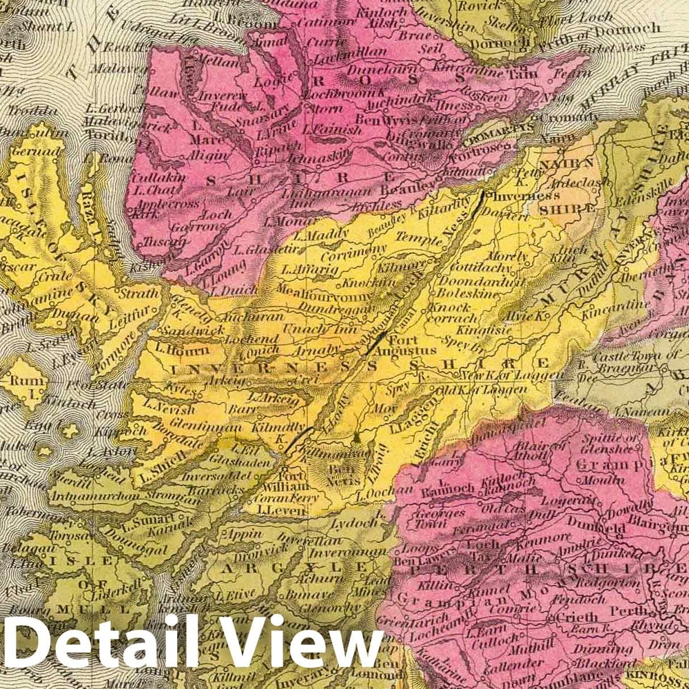 Historic Map : 1846 Scotland. - Vintage Wall Art