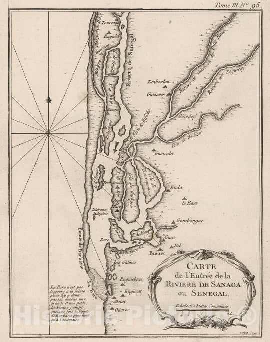 Historic Map : Cameroon, , Africa 1764 Carte De L'Entree De La Riviere De Sanaga ou Senegal , Vintage Wall Art