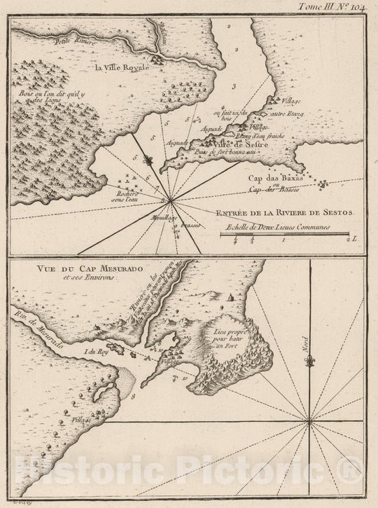 Historic Map : Liberia, , Africa 1764 Entree De La Riviere De Sestos , Vintage Wall Art