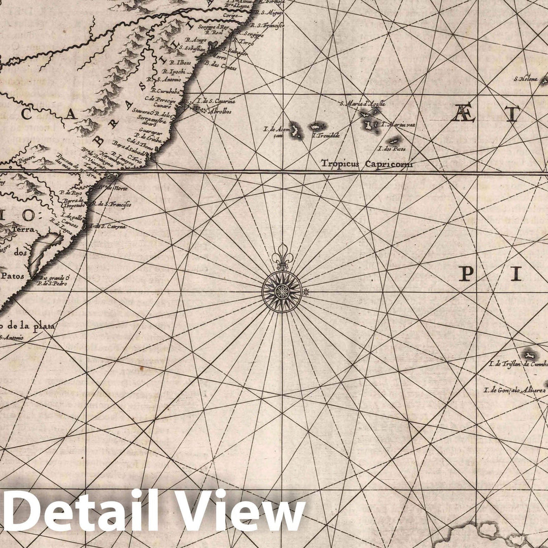 Historic Map : Chart Atlas - 1650 Mar di Aethiopia vulgo Oceanus Aethiopicus. - Vintage Wall Art