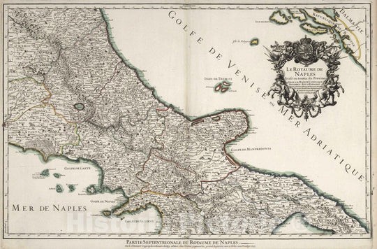 Historic Map : Naples (Italy) 1703 Le Royaume de Naples (northern sheet). , Vintage Wall Art