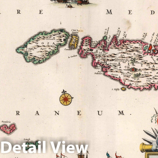 Historic Map : Malta, 1682 Insula Malta accuratissime Delineata Urbibus et Fortalitiis. , Vintage Wall Art