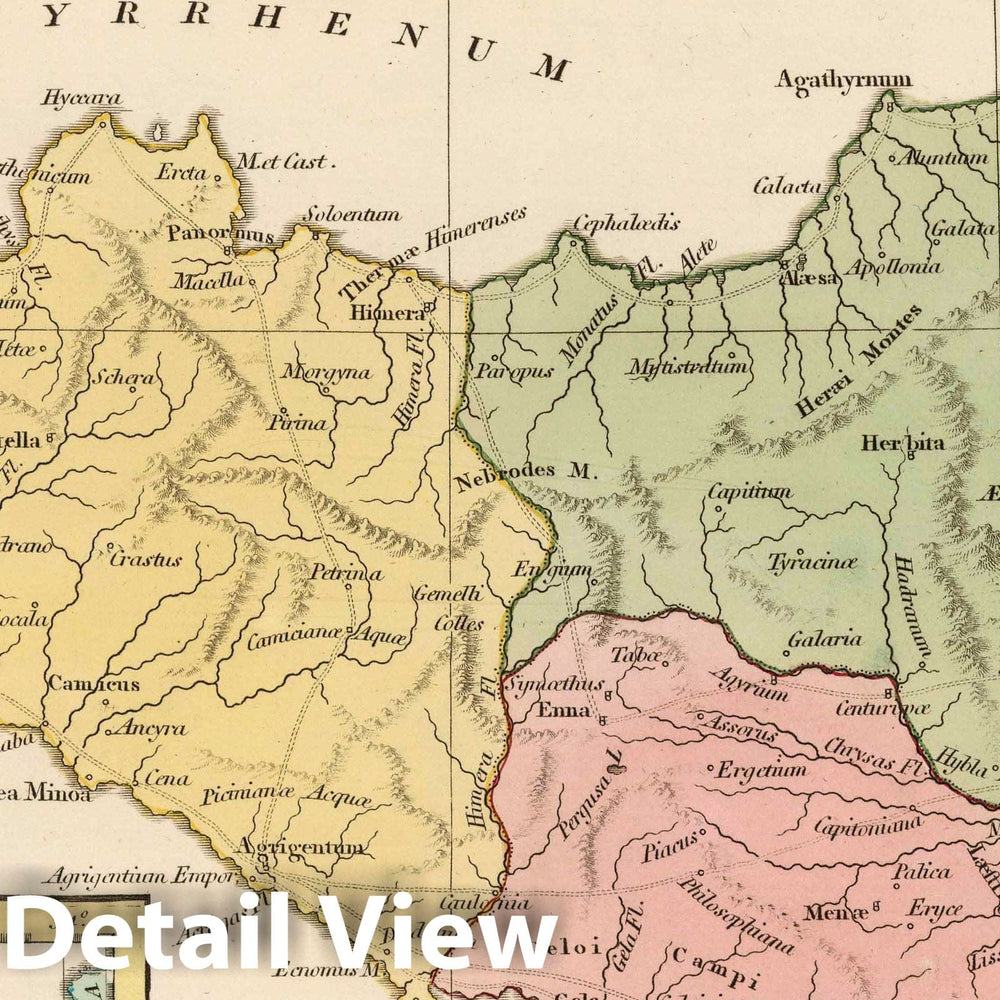 Historic Map : Sicily 1800 Siciliiae Antiquae Tabula (Sicily). , Vintage Wall Art