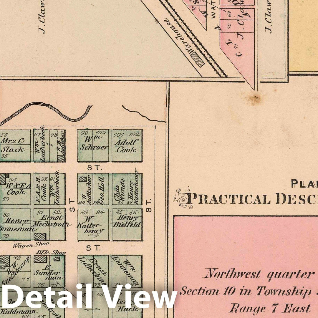 Historic Map : 1880 New Knoxville. Plan of Sectional Land. Buckland. New Paris, Auglaize County, Ohio. - Vintage Wall Art