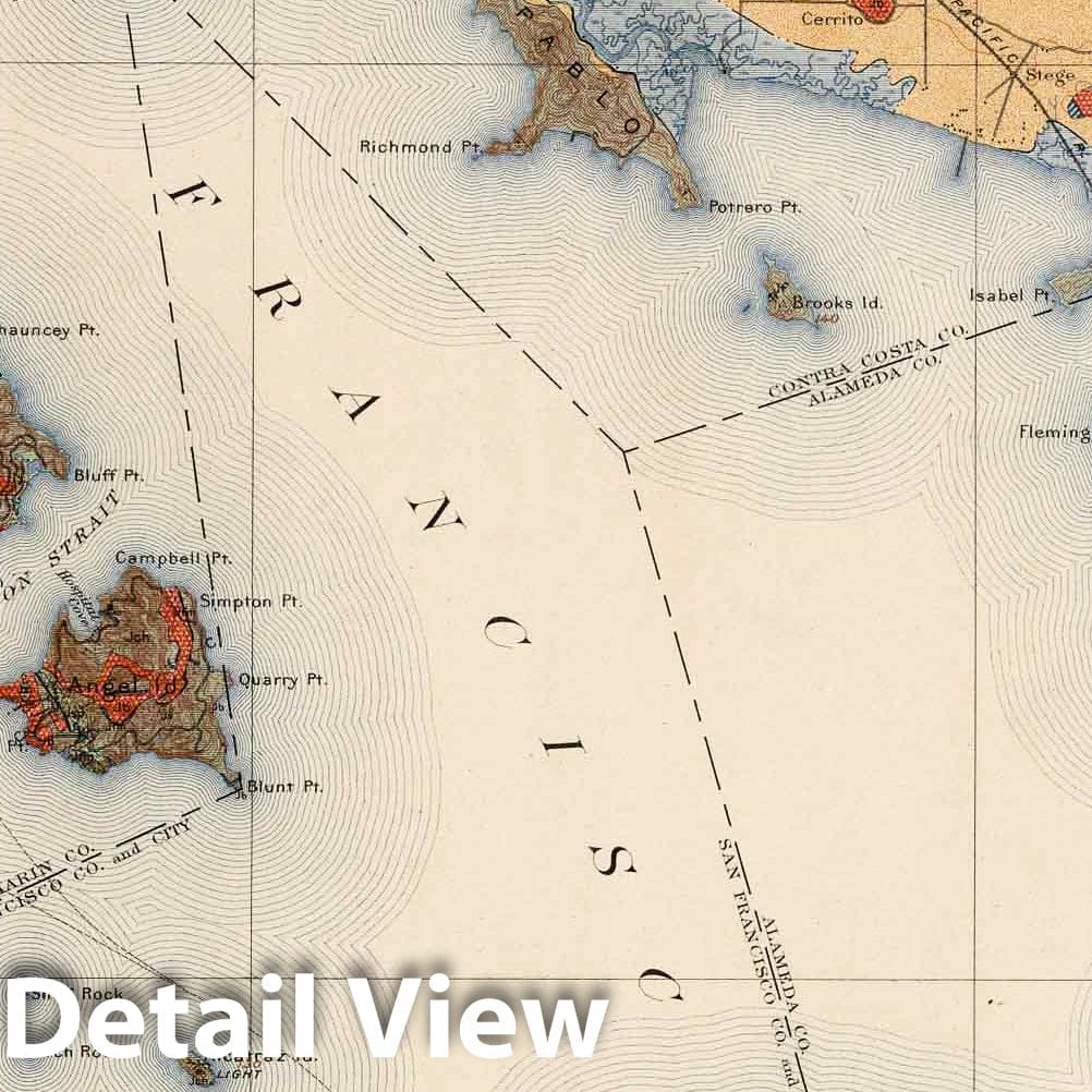 Historic Map : Geologic Atlas - 1913 San Francisco Quadrangle. Areal Geology. - Vintage Wall Art