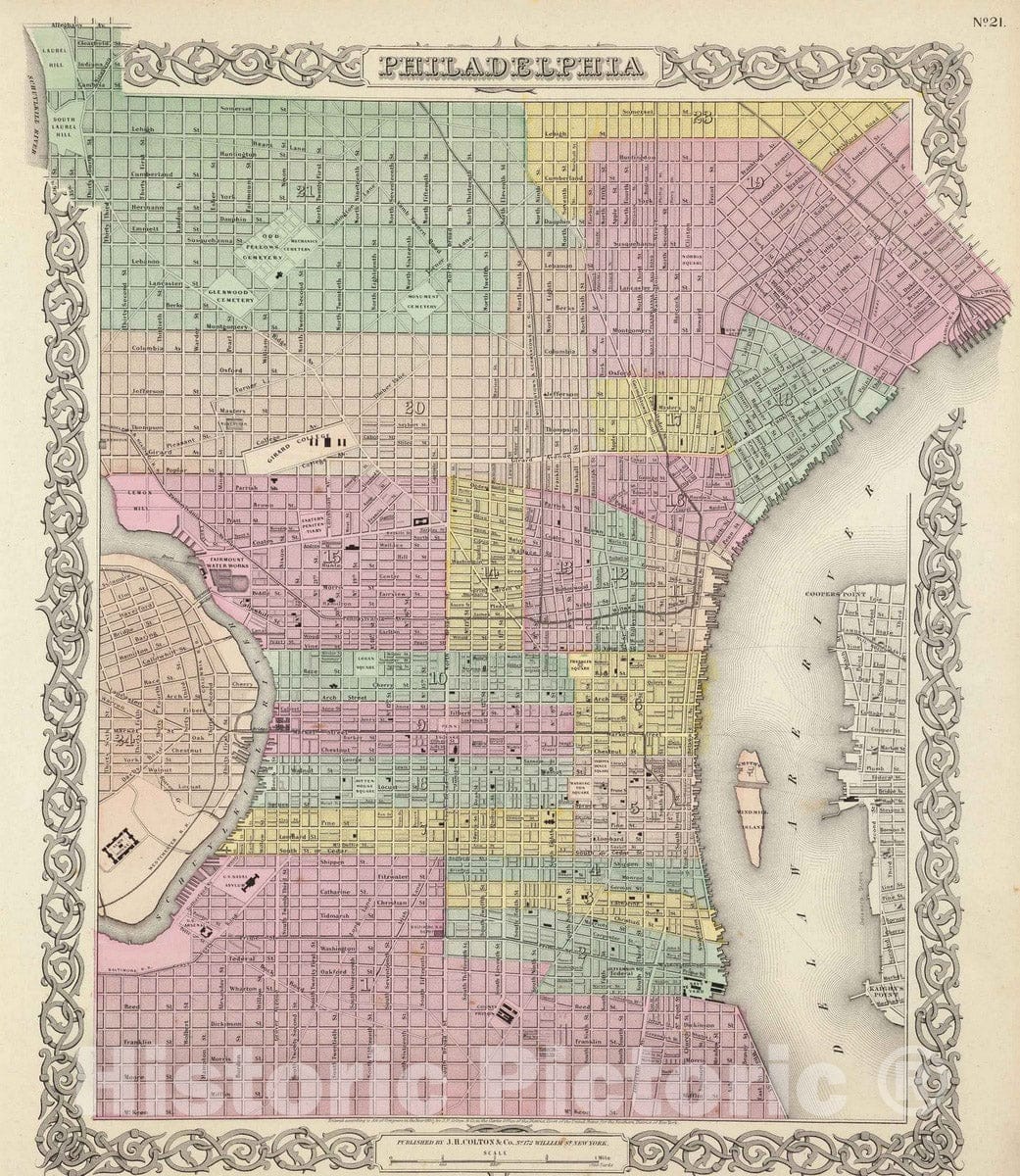 Historic Map : 1856 Philadelphia : Vintage Wall Art