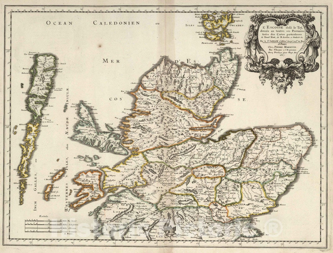 Historic Map : 1697 Scotland above the Tay. - Vintage Wall Art