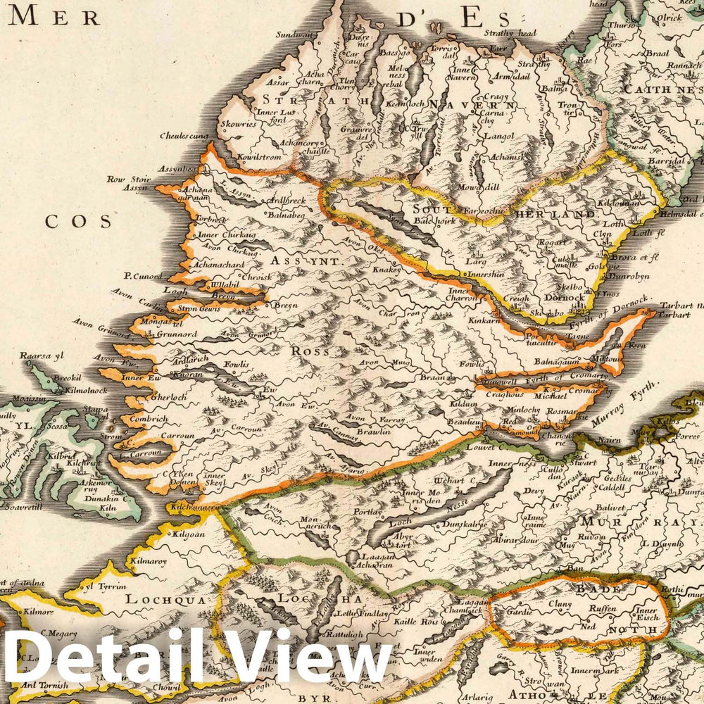 Historic Map : 1697 Scotland above the Tay. - Vintage Wall Art