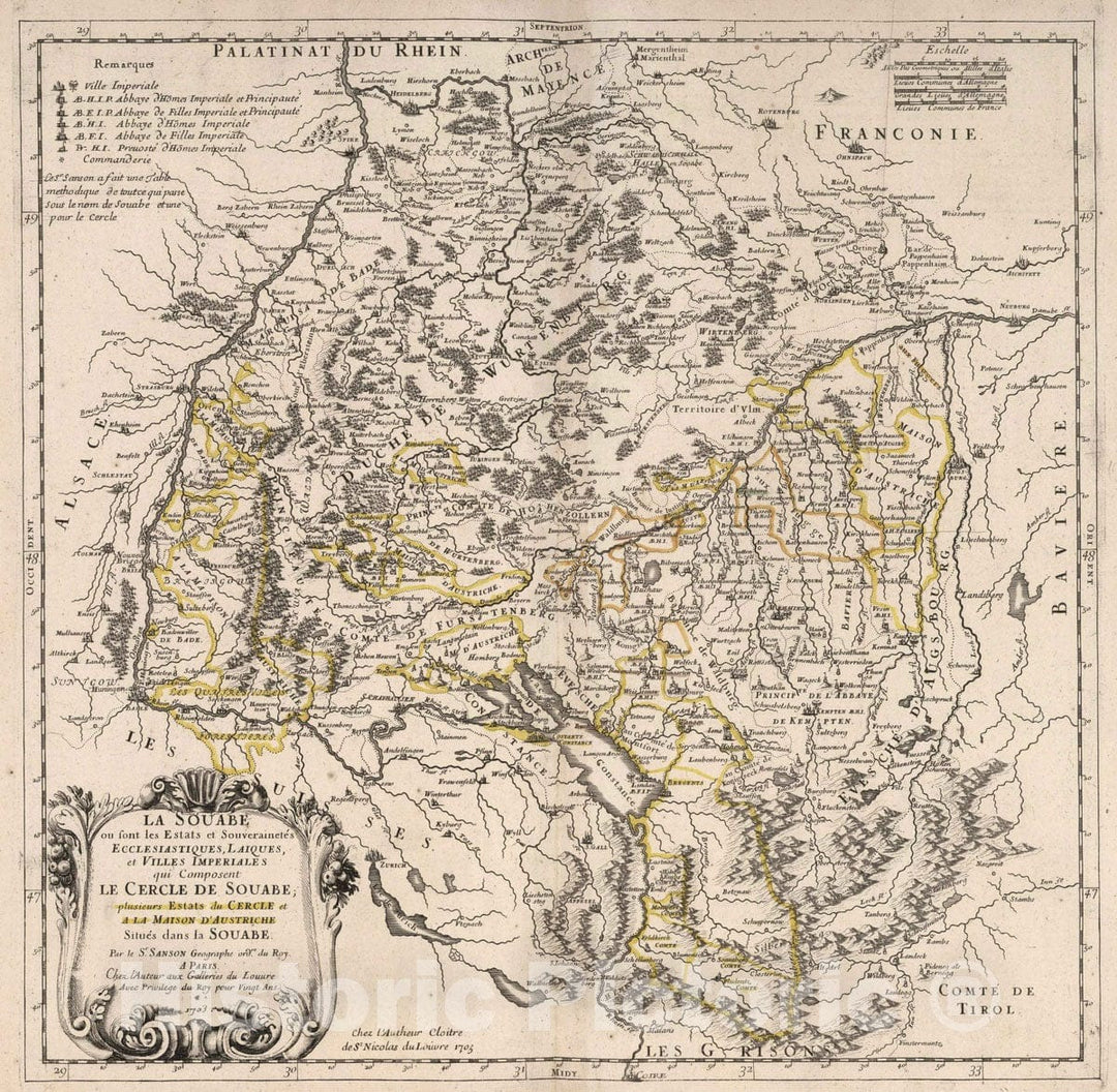 Historic Map : Germany, 1703 Soube, Germany. , Vintage Wall Art