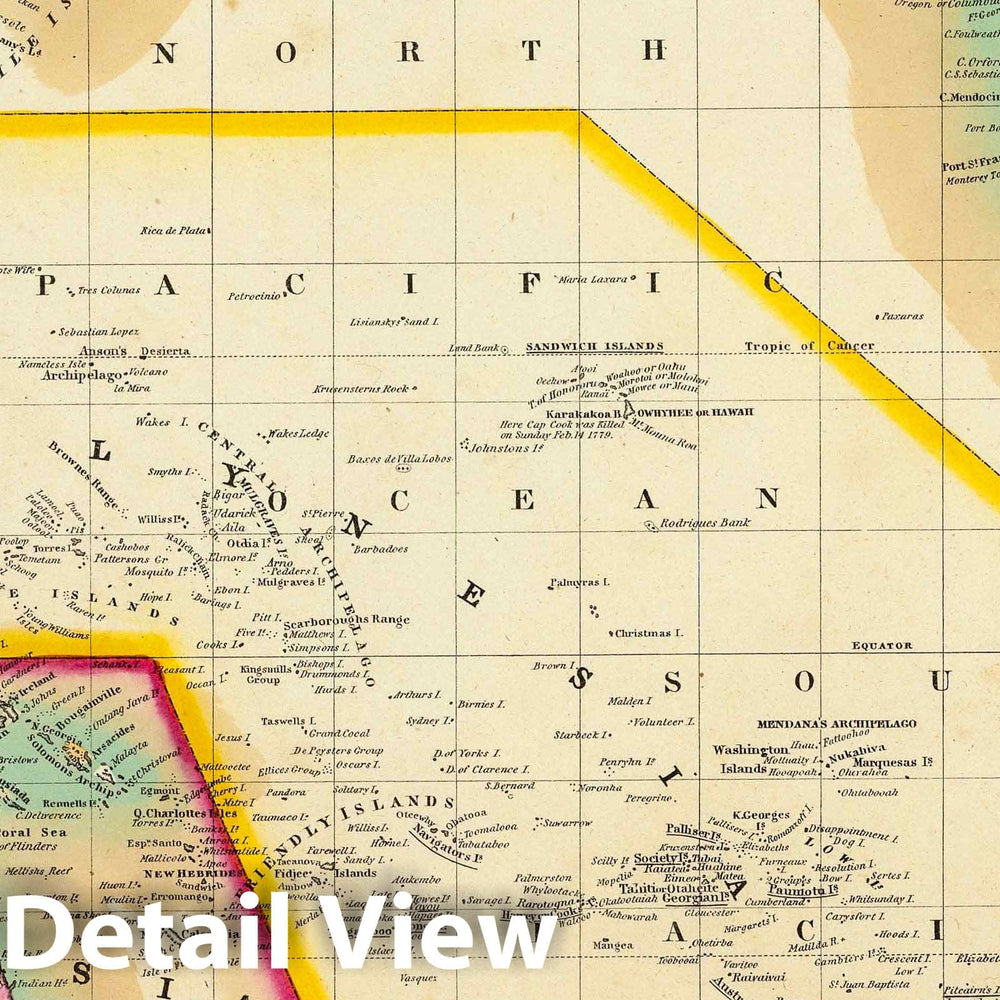 Historic Map : 1846 Oceana Or Pacific Ocean. - Vintage Wall Art