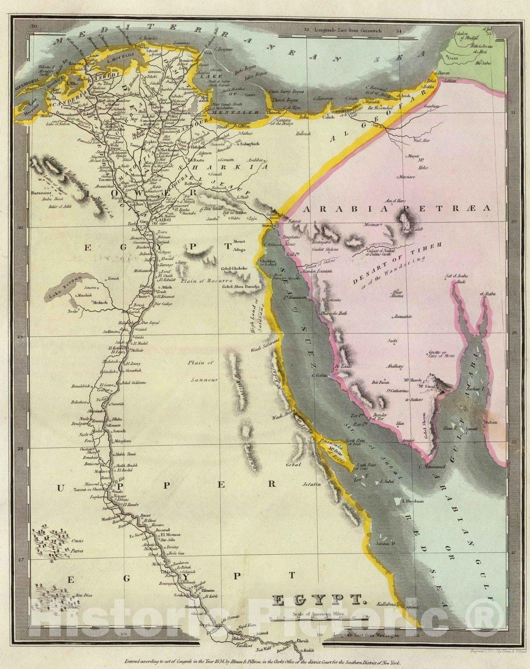 Historic Map : 1835 Egypt : Vintage Wall Art